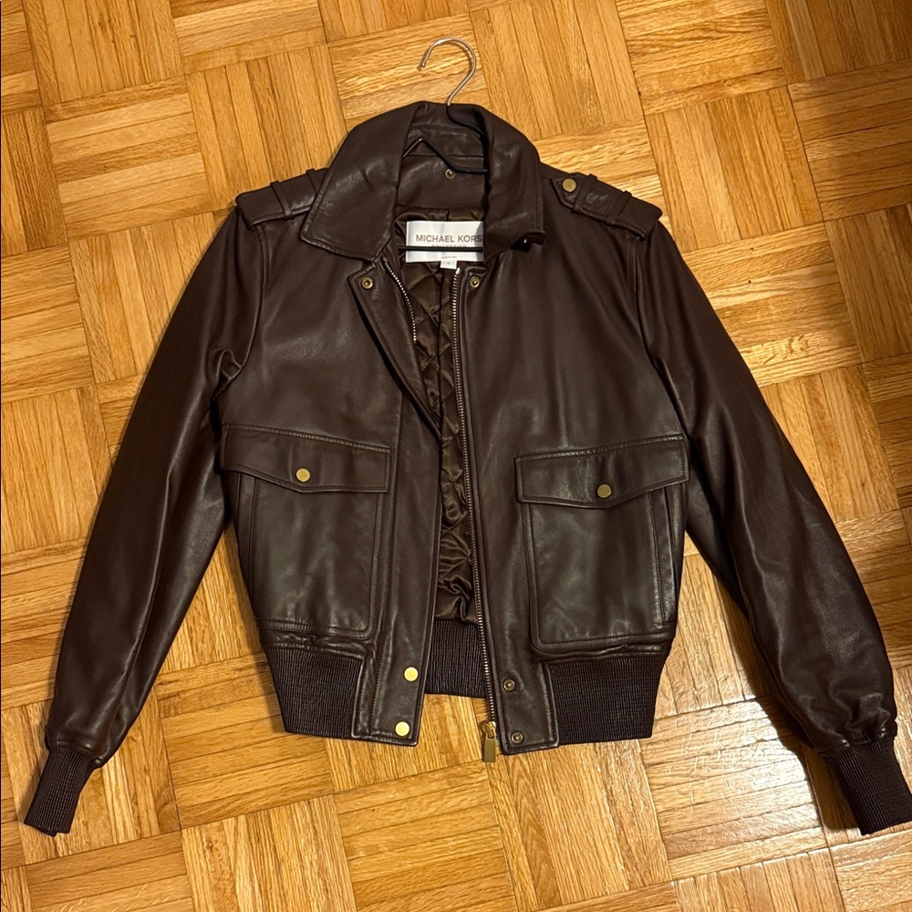 Michael Kors Collection Chocolate Leather Jacket